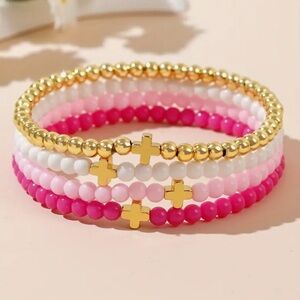 Sweet Faith Bracelet Stack in Pink & Gold